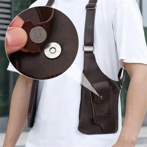 Deruilun Vintage Waterproof PU Leather Harness Bag – Unisex Casual Phone Vest