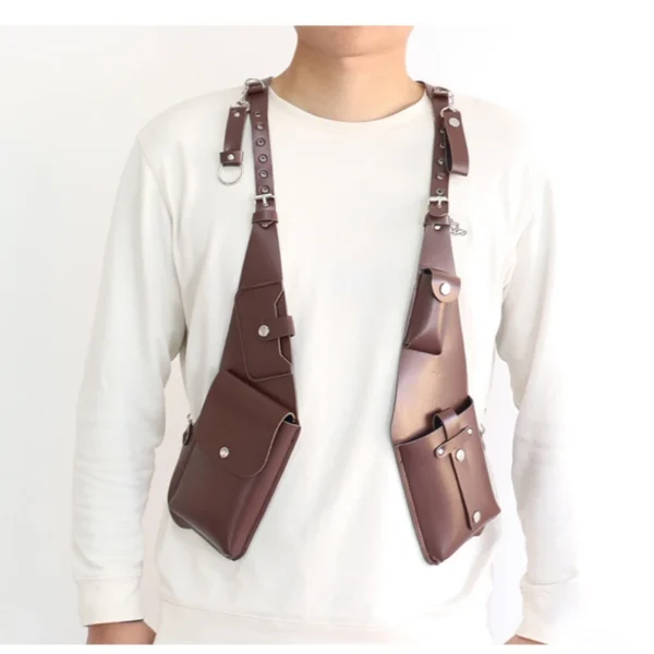 Leather Armpit Shoulder Bag Punk Retro Shoulder Strap Leather Storage Bag - Image 5