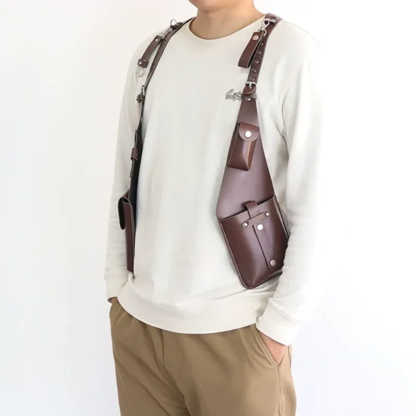 Leather Armpit Shoulder Bag Punk Retro Shoulder Strap Leather Storage Bag