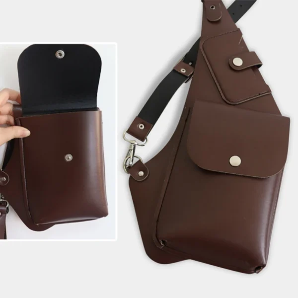 Leather Armpit Shoulder Bag Punk Retro Shoulder Strap Leather Storage Bag - Image 3